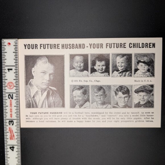 1935 Your Future Husband Your Future Children Fortune Telling Arcade Card, Humor - Picture 4 of 4